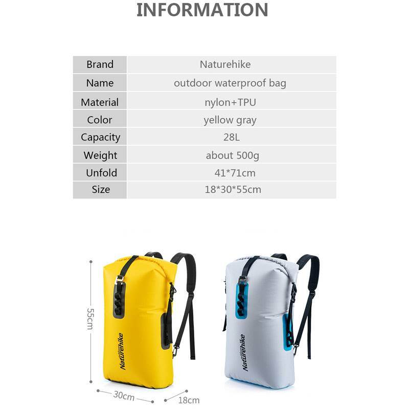 کوله ضد آب نیچرهایک NATUREHIKE TPU shoulder wet and dry separation waterproof bag NH19SB002